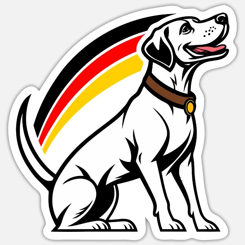 Hund mit Regenbogen im Comic-Stil Sticker Größe S (10 x 10 cm)