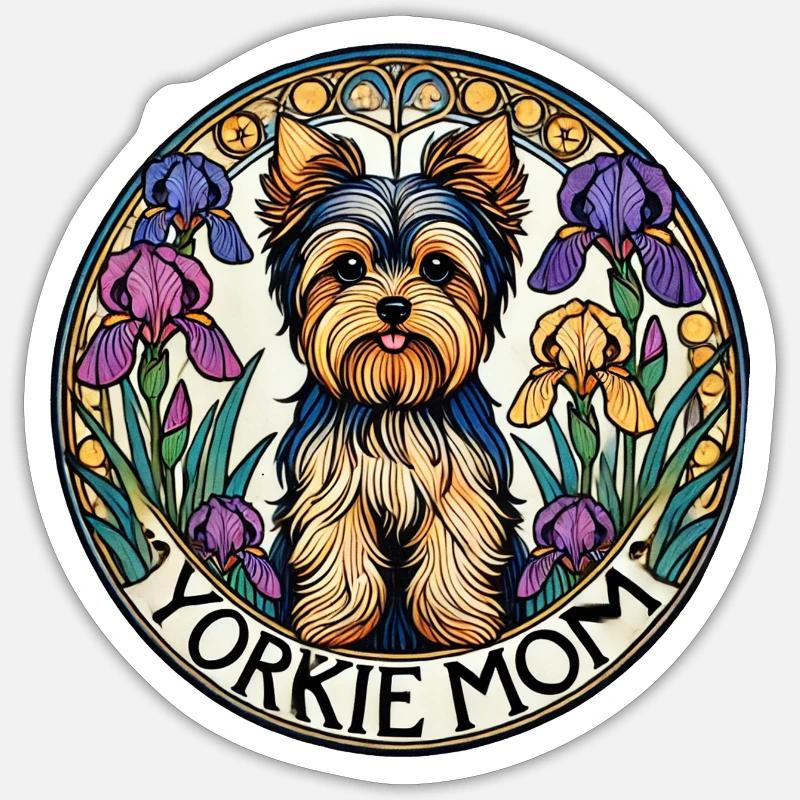 Yorkie-Mutter - Sticker Größe S (10 x 10 cm) - Mattweiß