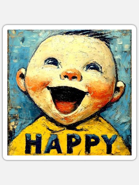 "Happy Baby" by van Gogh - Sticker Größe S (10 x 10 cm) - Mattweiß