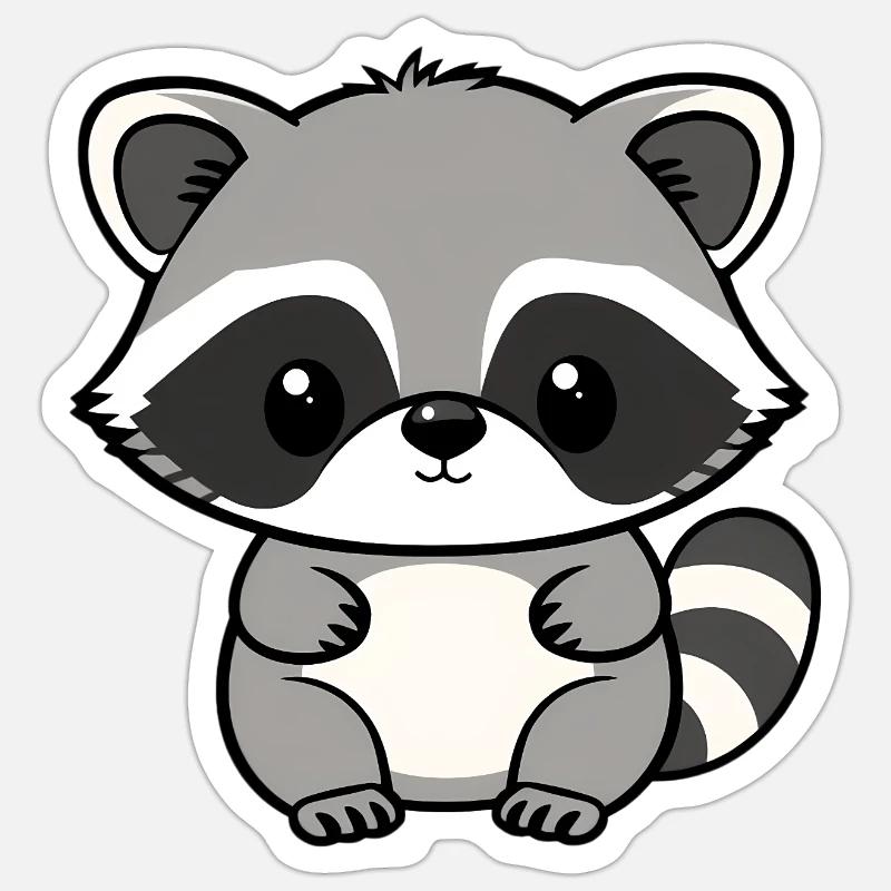Raton laveur - Sticker taille S (10 x 10 cm) - blanc mat