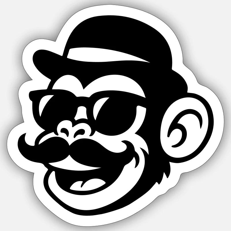 Affe Sir Mustache Sticker Größe S (10 x 10 cm)