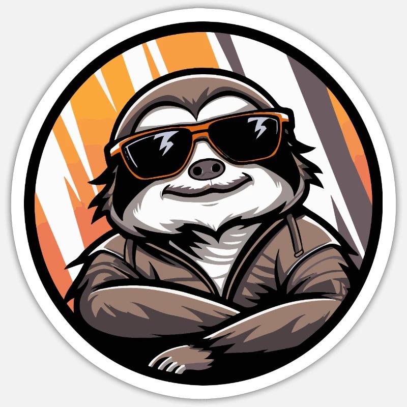 Faultier Cool Comic Sticker Größe S (10 x 10 cm)