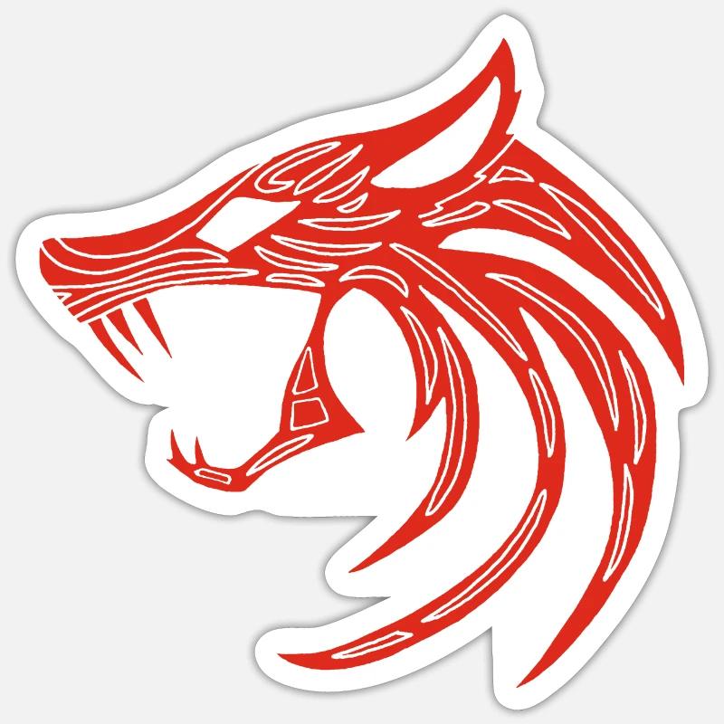 Red Demonic Wolf - Sticker size S (10 x 10 cm) - white matte