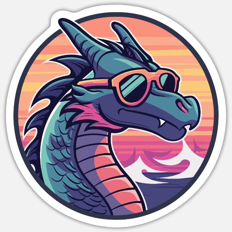 Drache Cool Comic Sticker Größe S (10 x 10 cm)