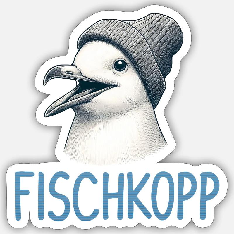 Moin Seagull Bird Fischkopp Hamburg Bonnet - Sticker taille S (10 x 10 cm) - blanc mat