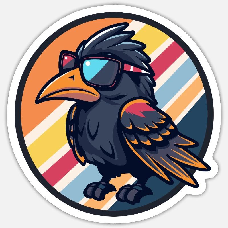 Raven Crow Cool - Sticker size S (10 x 10 cm) - white matte