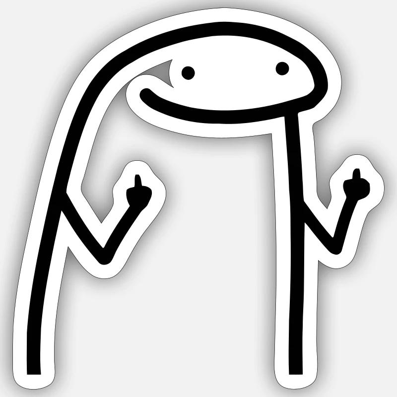 Flork der Kühe Mittelfinger Meme Sticker Größe S (10 x 10 cm)
