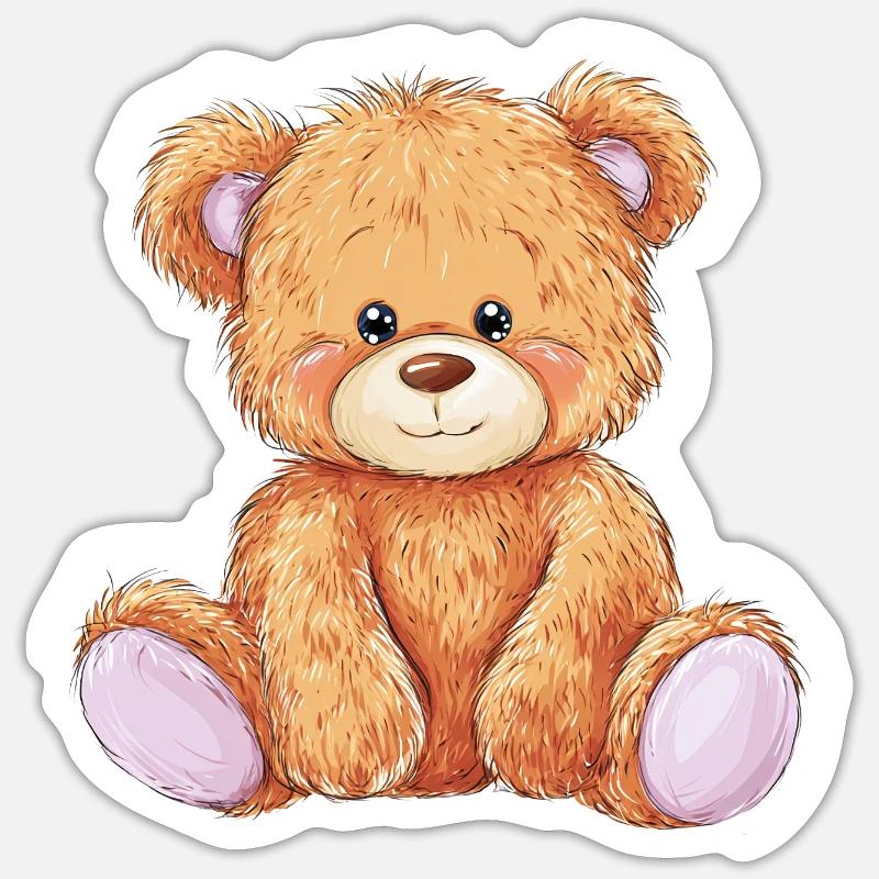 Mignon bébé ours en peluche - Sticker taille S (10 x 10 cm) - blanc mat