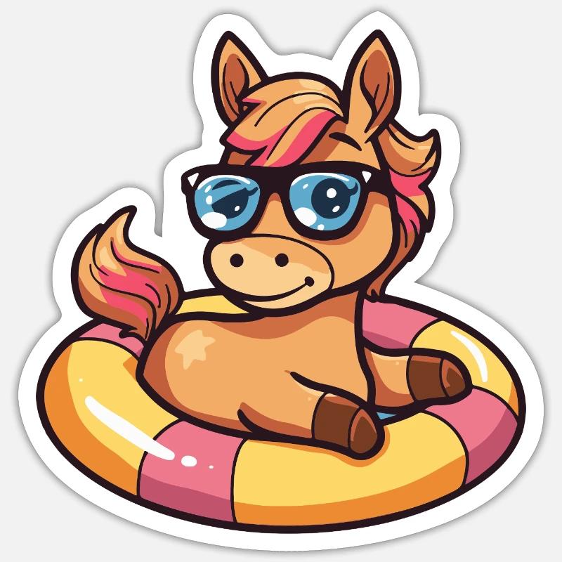 Pferd Comic Cool - Sticker Größe S (10 x 10 cm) - Mattweiß