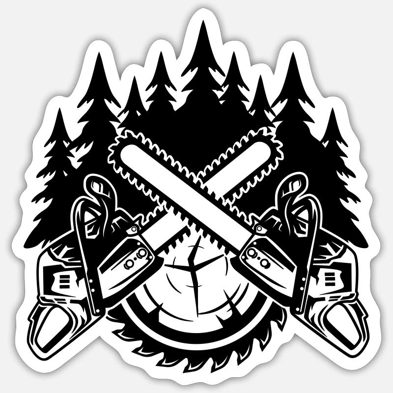 Tronçonneuses - Sticker taille S (10 x 10 cm) - blanc mat