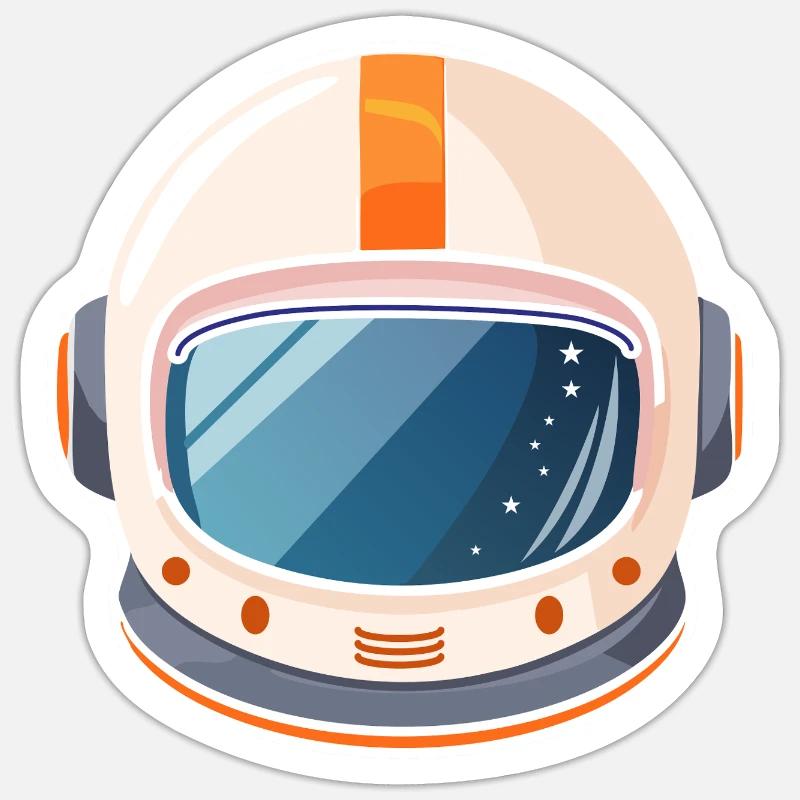 Casque spatial rétro - Sticker taille S (10 x 10 cm) - blanc mat