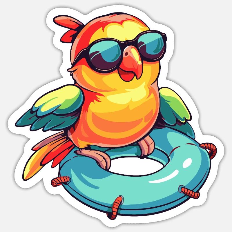 Papagei Comic Cool - Sticker Größe S (10 x 10 cm) - Mattweiß