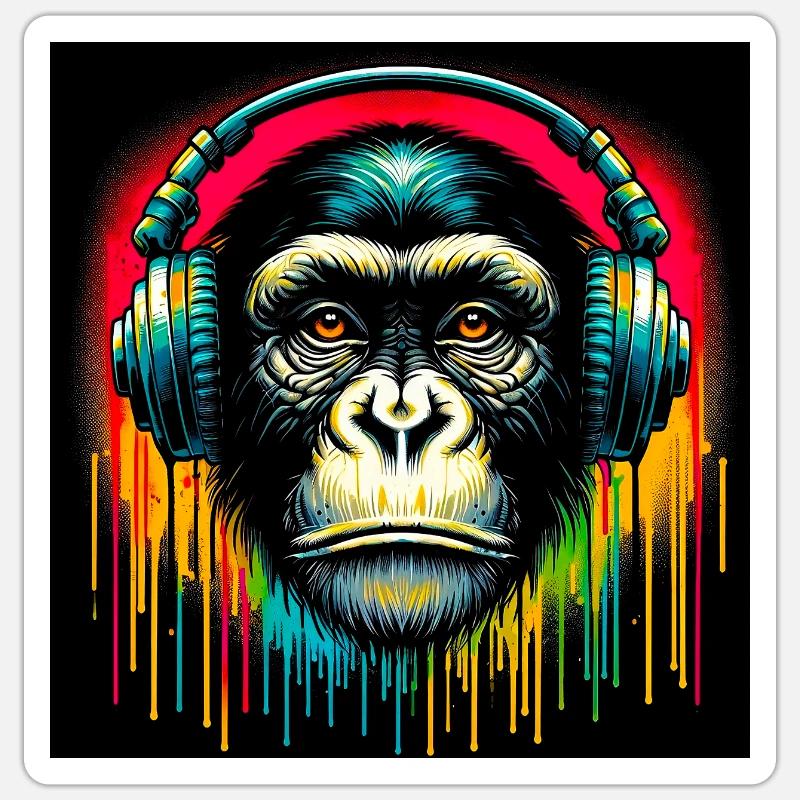 Chimpanzee Monkey - Sticker size S (10 x 10 cm) - white matte