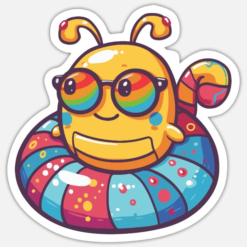 Wurm Comic Cool - Sticker Größe S (10 x 10 cm) - Mattweiß