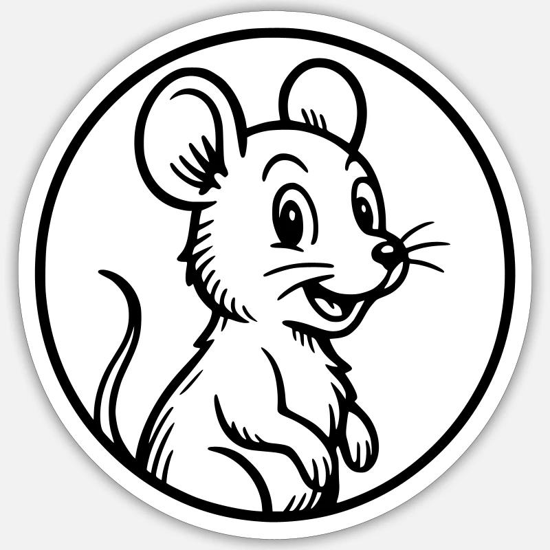 Maus - Sticker Größe S (10 x 10 cm) - Mattweiß