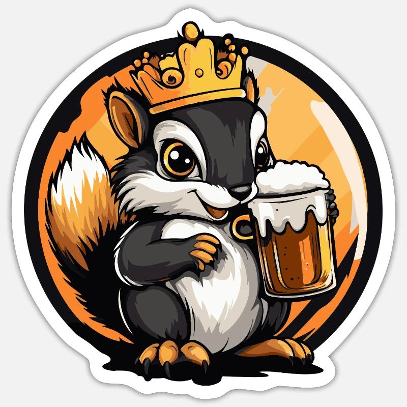 Eichhörnchen Bier - Sticker Größe S (10 x 10 cm) - Mattweiß