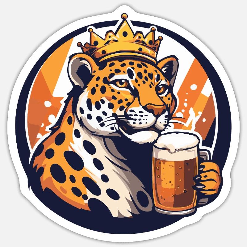 Bière léopard - Sticker taille S (10 x 10 cm) - blanc mat