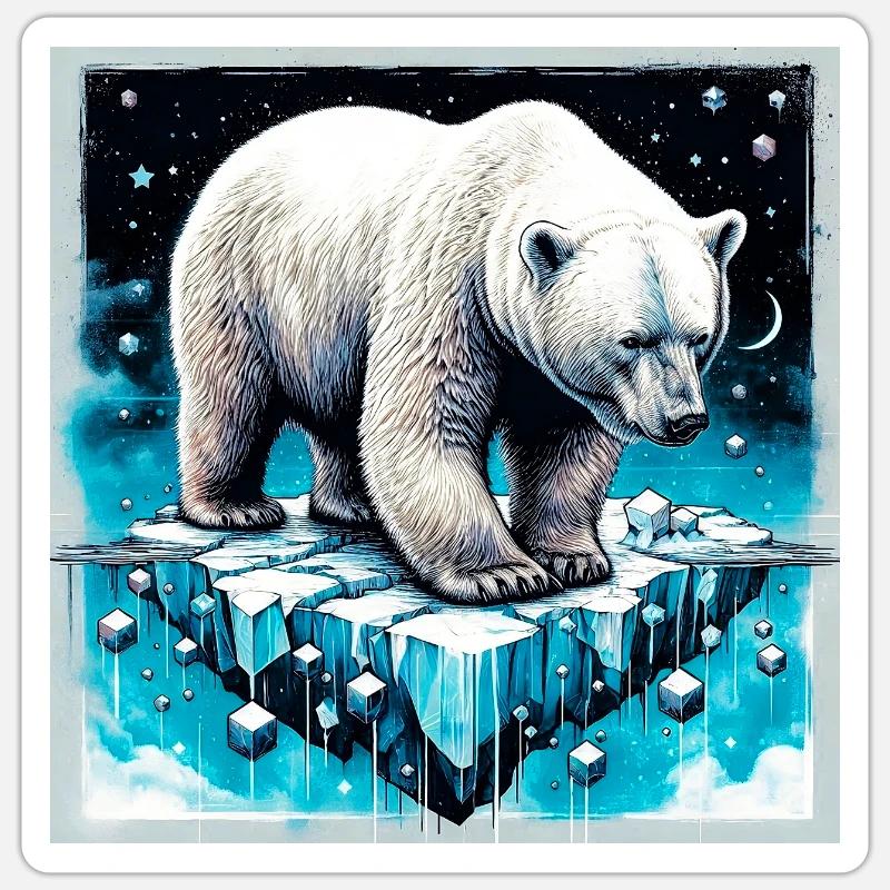 ours blanc - Sticker taille S (10 x 10 cm) - blanc mat