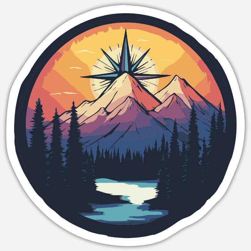 Mountains Compass - Sticker size S (10 x 10 cm) - white matte