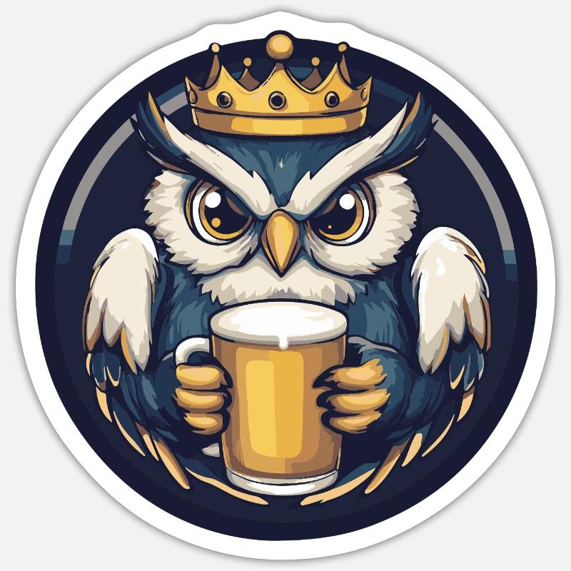 Eule Bier - Sticker Größe S (10 x 10 cm) - Mattweiß