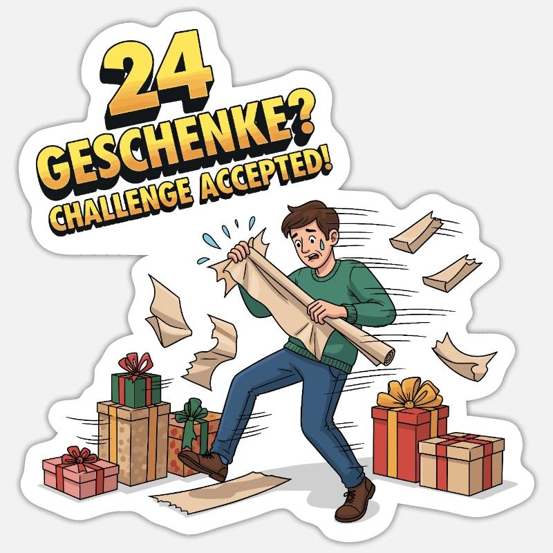 24 cadeaux ? Défi accepté ! - Sticker taille S (10 x 10 cm) - blanc mat