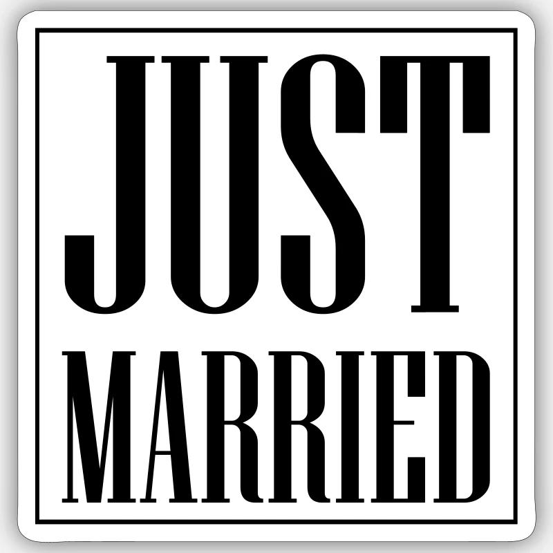 Just Married Hochzeit - Sticker Größe S (10 x 10 cm) - Mattweiß
