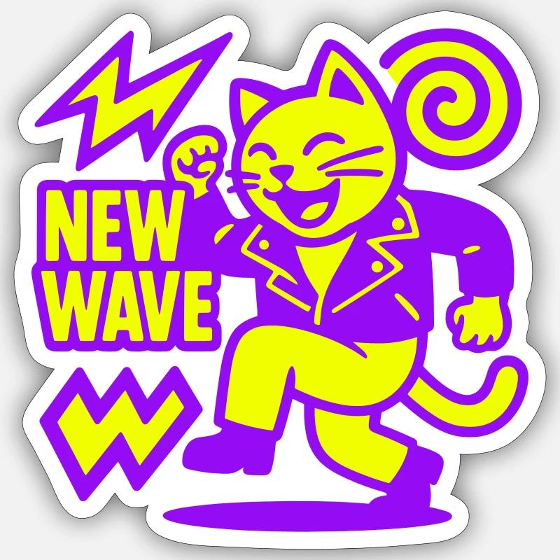 New Wave Cat Sticker Größe S (10 x 10 cm)
