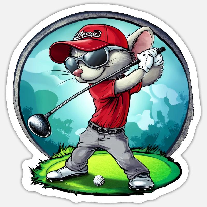 Mice Golfer / Golf Mouse - Sticker size S (10 x 10 cm) - white matte