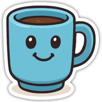 Happy Coffee Mug - Sticker size S (10 x 10 cm) - white matte - Front