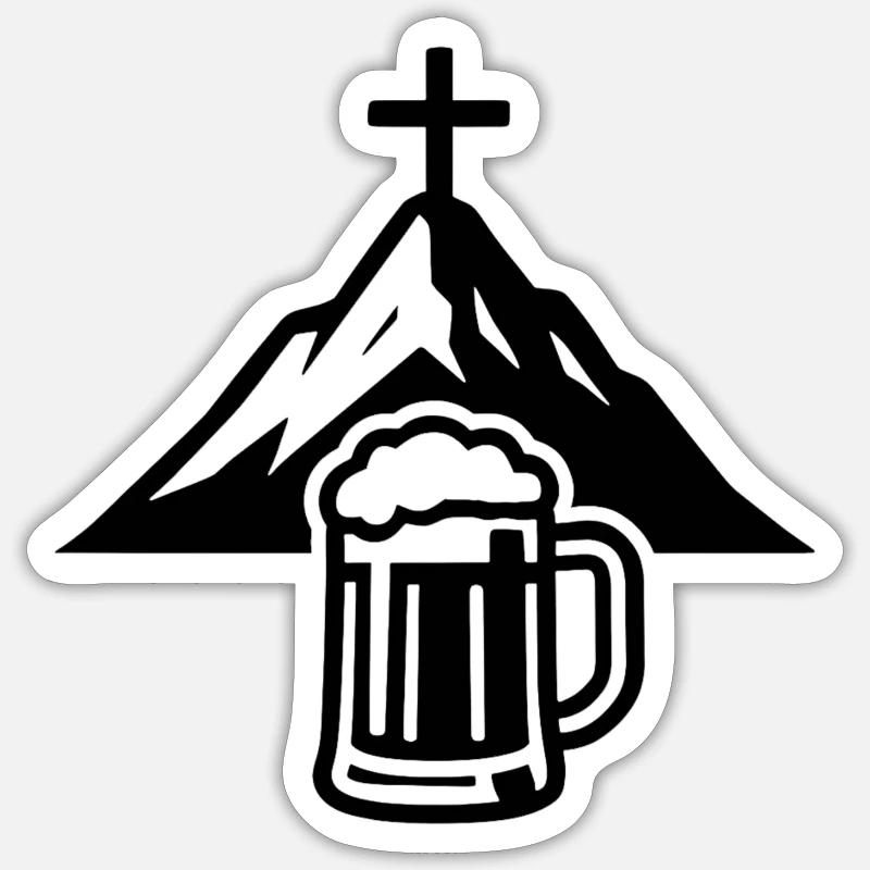 Mountain Summit Beer Enjoyment - Sticker size S (10 x 10 cm) - white matte