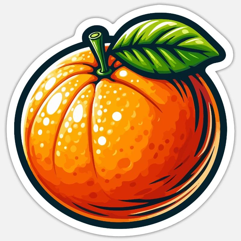 Orange stylisée Zeste éclatant - Sticker taille S (10 x 10 cm) - blanc mat