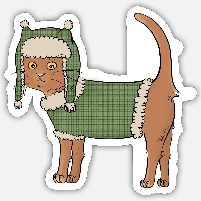 Chat-pka - Sticker taille S (10 x 10 cm) - blanc mat