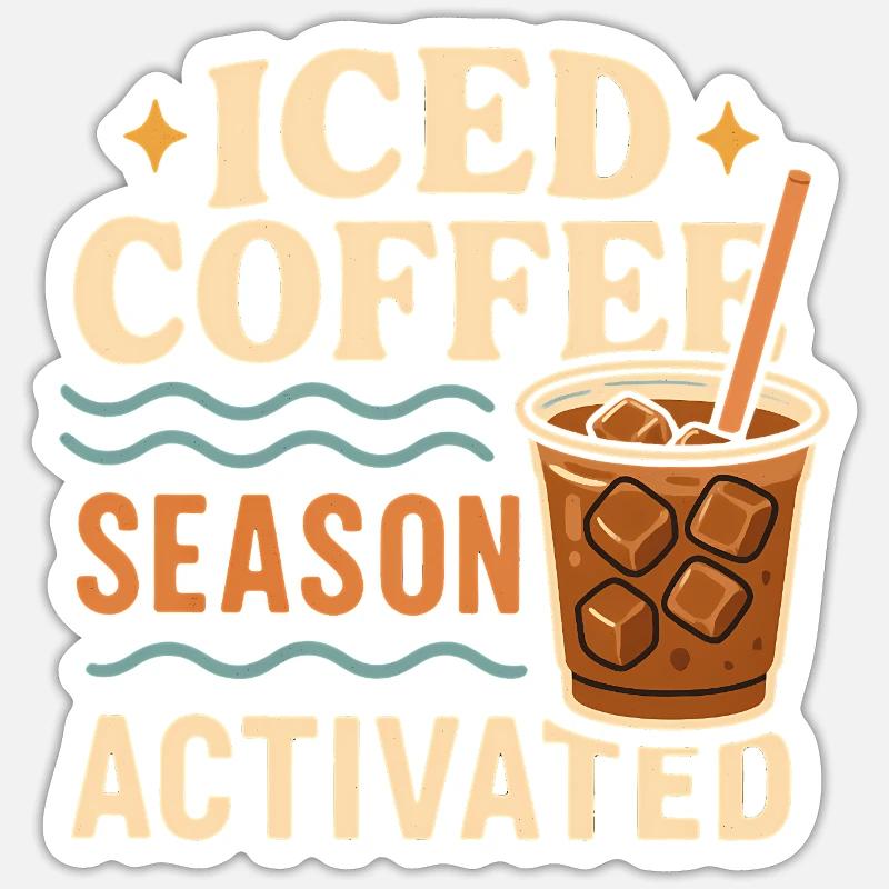 Saison du café glacé - Sticker taille S (10 x 10 cm) - blanc mat