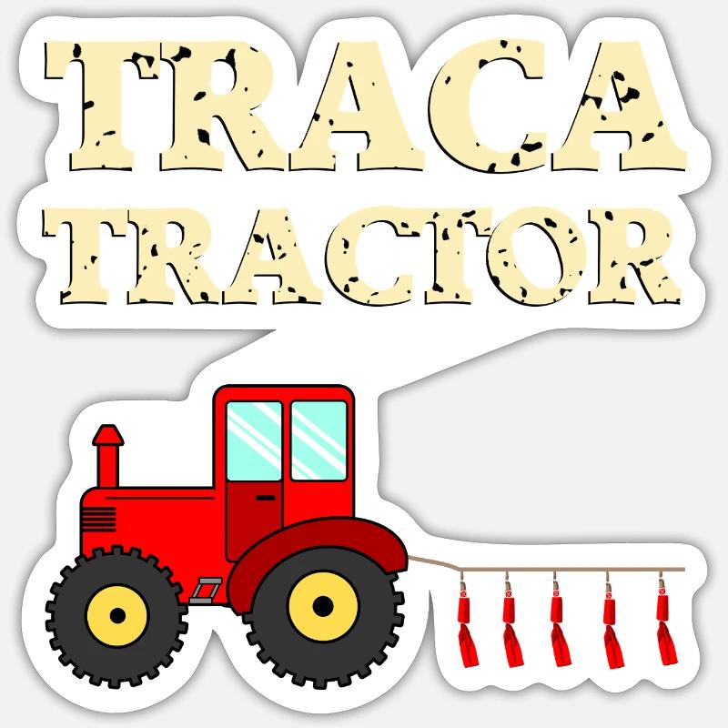 Traca Tractor - Sticker Größe S (10 x 10 cm) - Mattweiß