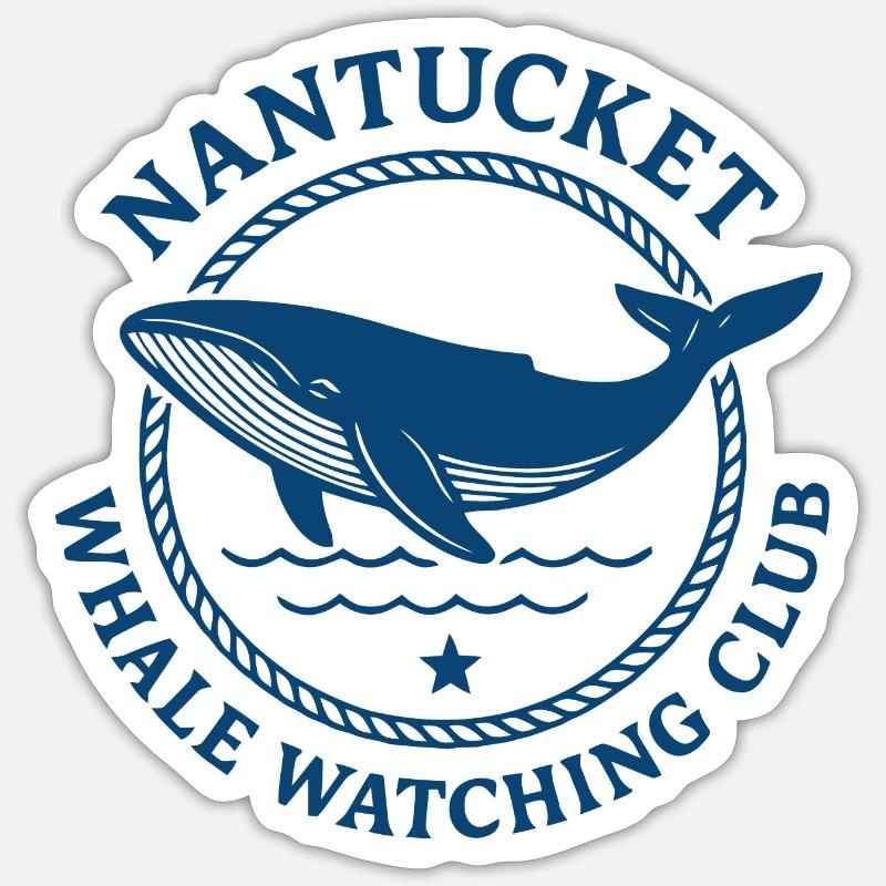 Conception de logo d’observation des baleines à Nantucket - Sticker taille S (10 x 10 cm) - blanc mat