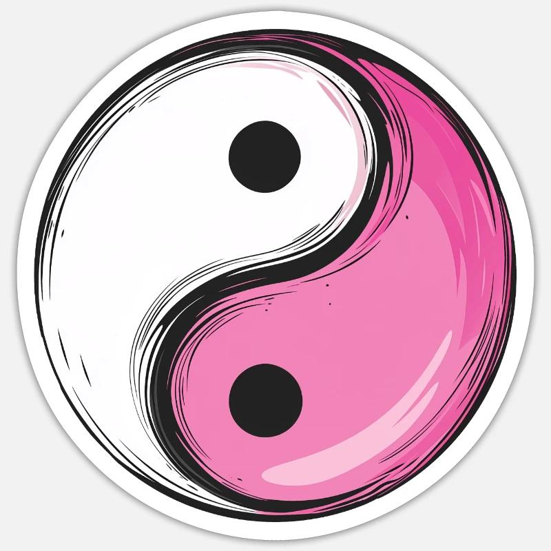 Version rose Yin et Yang :) - Sticker taille S (10 x 10 cm) - blanc mat