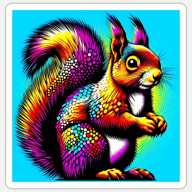 Eichhörnchen - Sticker Größe S (10 x 10 cm) - Mattweiß