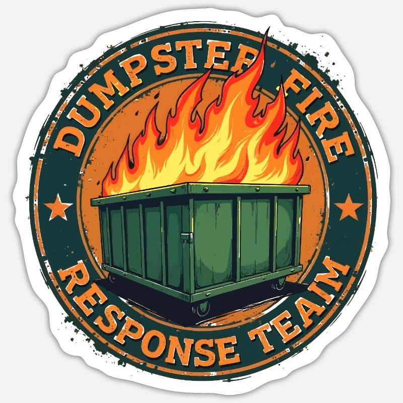 dumpster fire - response team - Sticker taille S (10 x 10 cm) - blanc mat