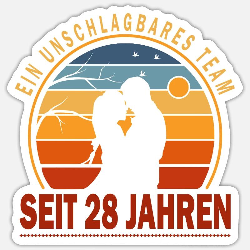 28 Jahre Beziehung Geschenk Ehemann Ehefrau Sticker Größe S (10 x 10 cm)