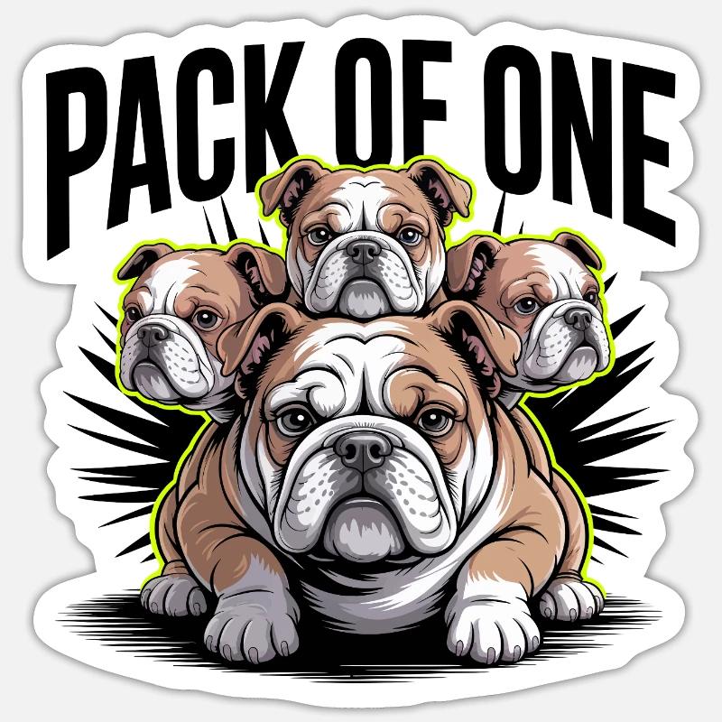Packung mit einer Bulldogge - Sticker Größe S (10 x 10 cm) - Mattweiß
