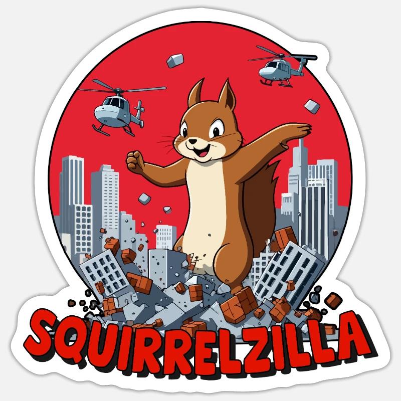 Squirrelzilla: Bustling Urban Destruction Sticker size S (10 x 10 cm)