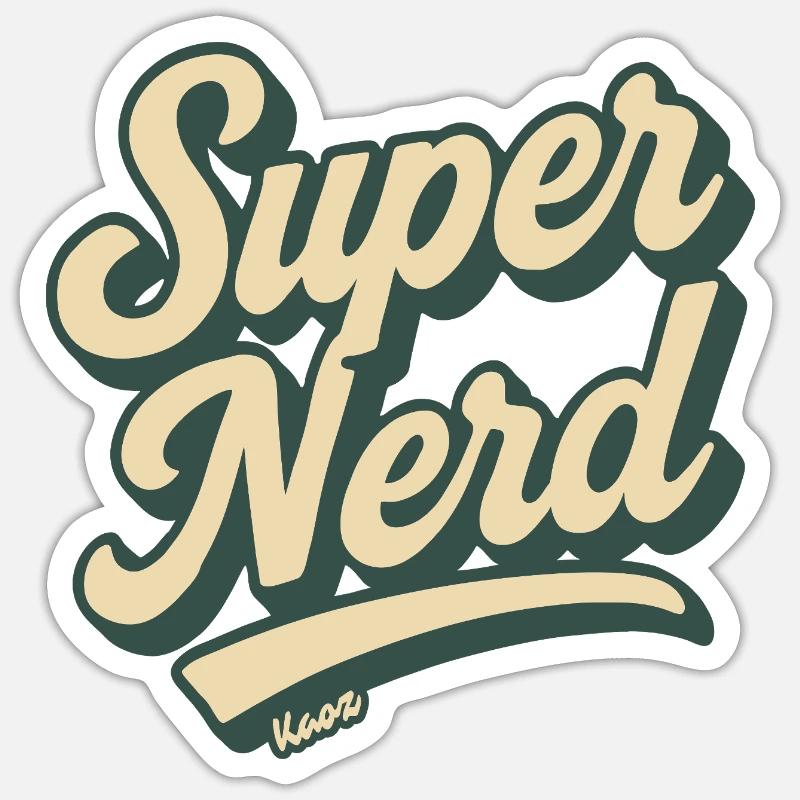 Super Nerd Retro Script - Sticker taille S (10 x 10 cm) - blanc mat