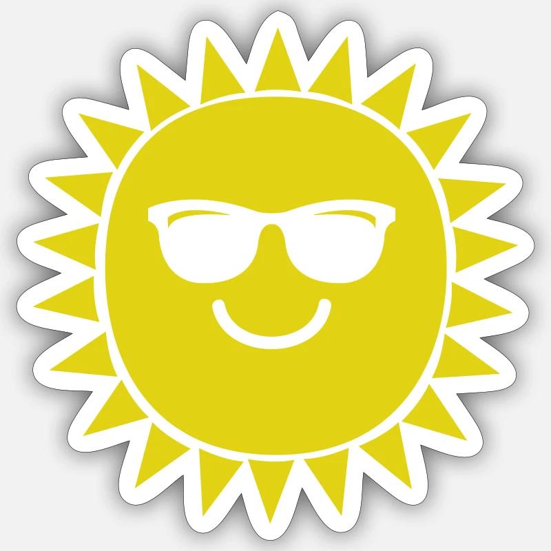 Cheerful sun with sunglasses - Sticker size S (10 x 10 cm) - white matte