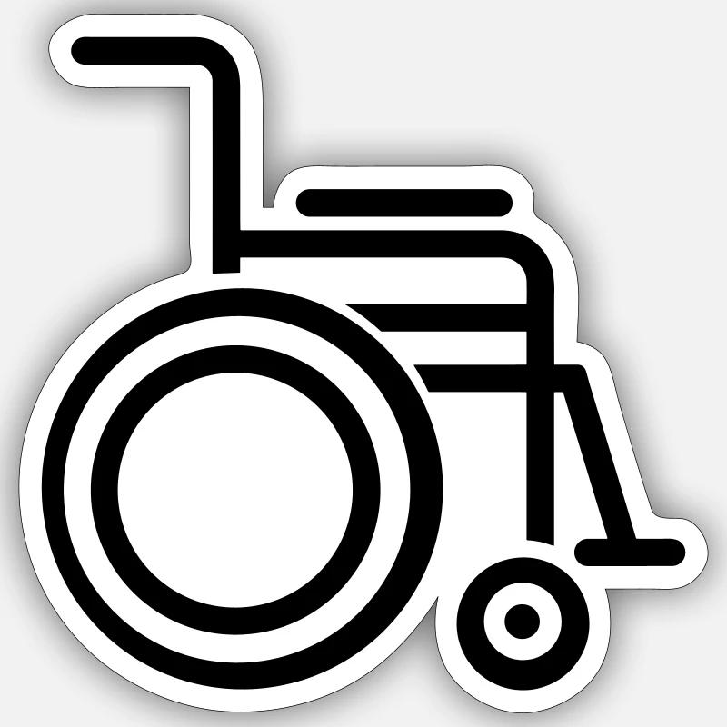 fauteuil roulant - Sticker taille S (10 x 10 cm) - blanc mat