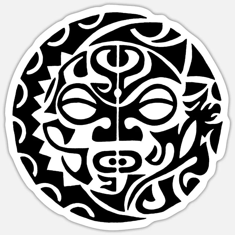 Polynesischer Schädel (Schwarz) Sticker Größe S (10 x 10 cm)