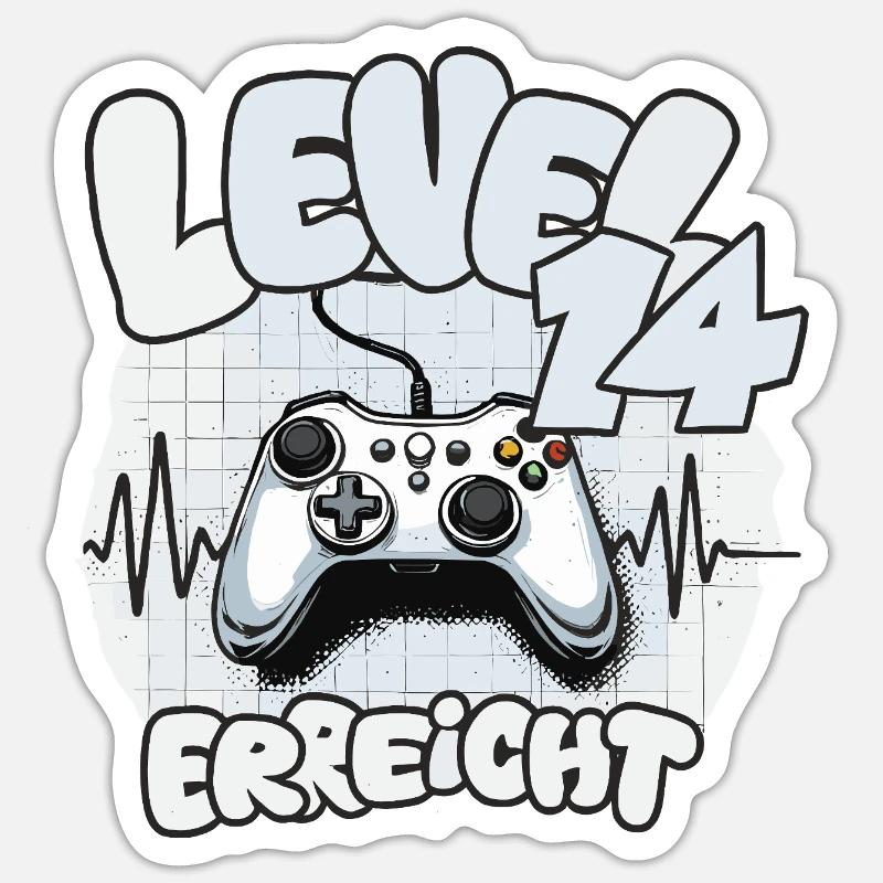 Level 14 Reached Controller Joypad Heartbeat Sticker size S (10 x 10 cm)