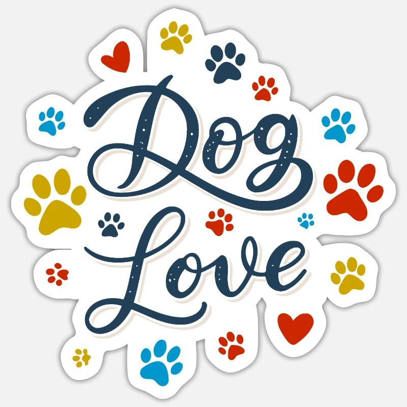 Amour des Chiens Script - Sticker taille S (10 x 10 cm) - blanc mat