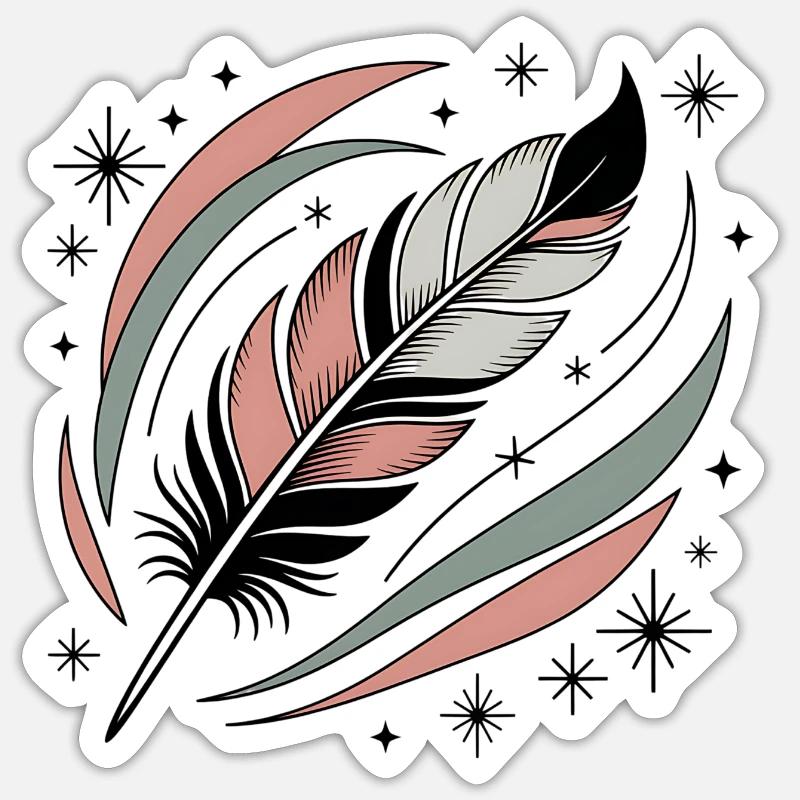 Boho Soul Feather - Sticker size S (10 x 10 cm) - white matte
