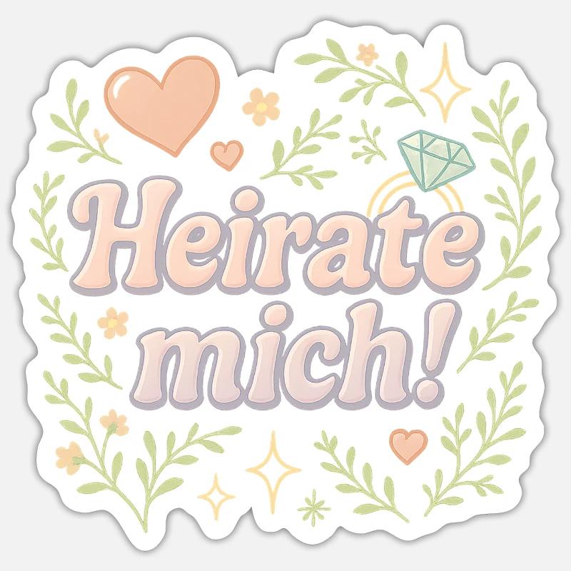 Marry Me / Design de déclaration - Sticker taille S (10 x 10 cm) - blanc mat