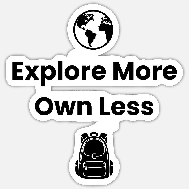 Explorez plus, possédez moins – Chemise d’aventure Sticker taille S (10 x 10 cm)